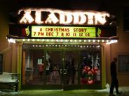 Aladdin Theater Marquee showing A Christmas Story