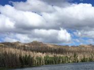 Burn scars from the Brian Head Fire in 2017 remain evident at the Yankee water's edge. 