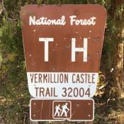 Trailhead sign for Vermillion Castle